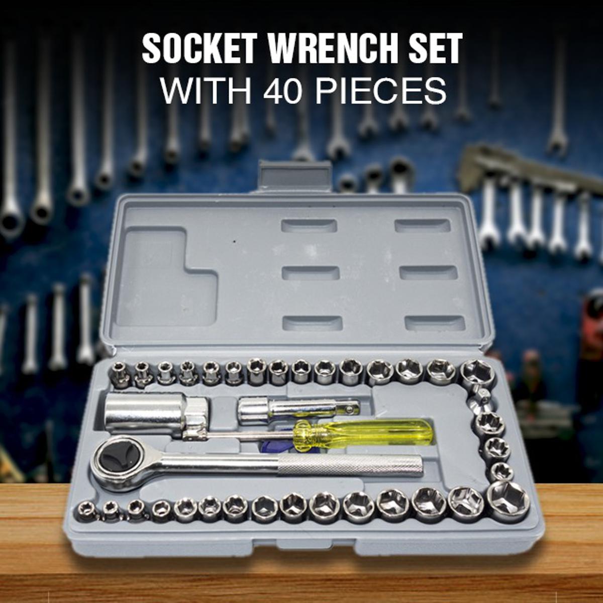 40 Pcs Socket Wrench Set Tool Kit