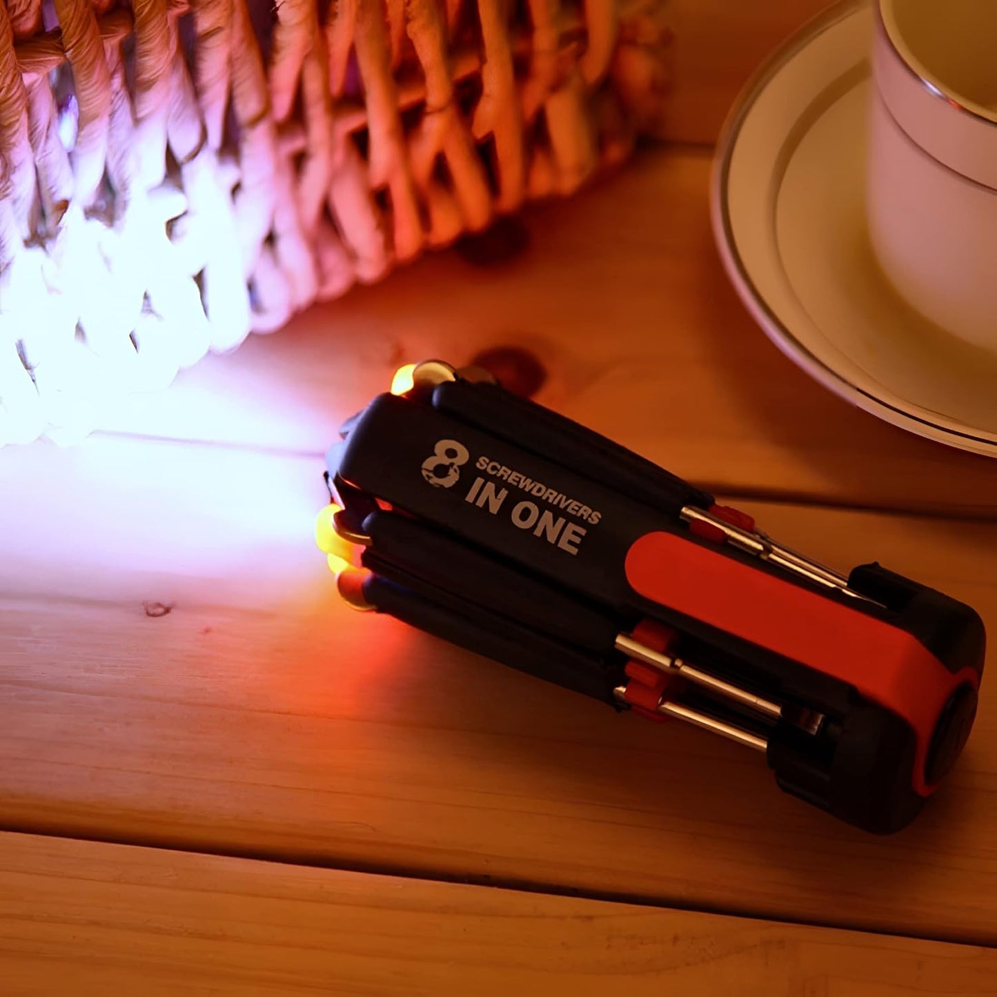 Multifunction Screwdriver Set with Built-in LED Torch - 8 Tools in 1