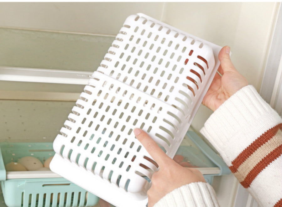 Pack of 3 High Quality Adjustable Fridge Storage Basket Racks Expandable Plastic Fridge Storage Rack