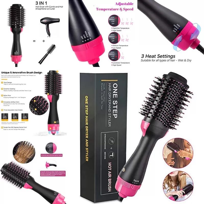 3-in-1 Hot Air Brush: Dryer, Styler & Volumizer in One Step