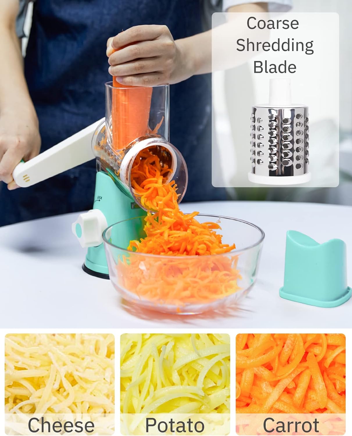 Multifunctional Table Top Drum Grater Vegetable Slicer and Cutter