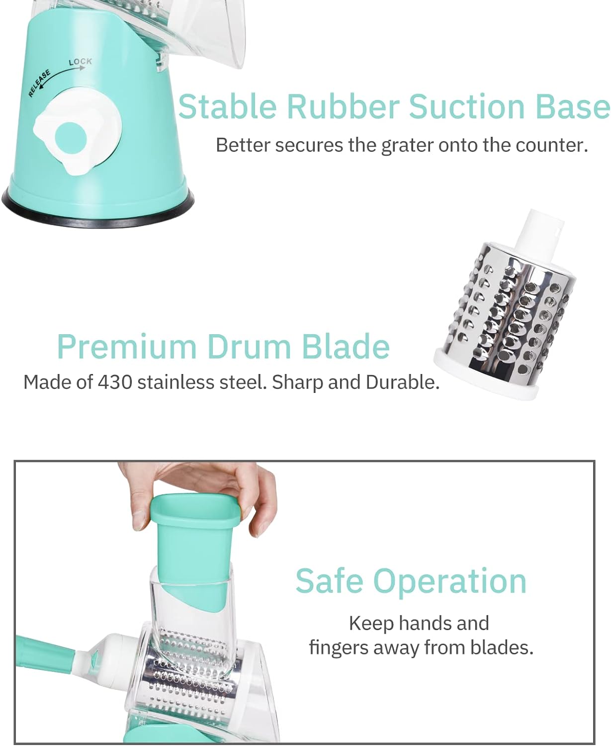 Multifunctional Table Top Drum Grater Vegetable Slicer and Cutter