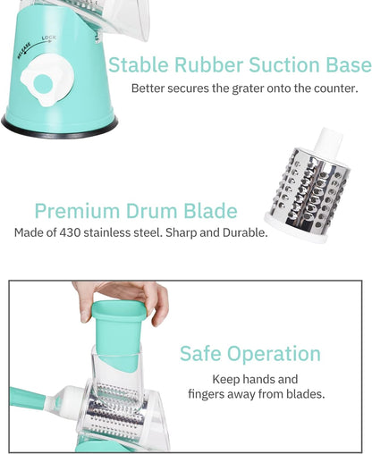 Multifunctional Table Top Drum Grater Vegetable Slicer and Cutter