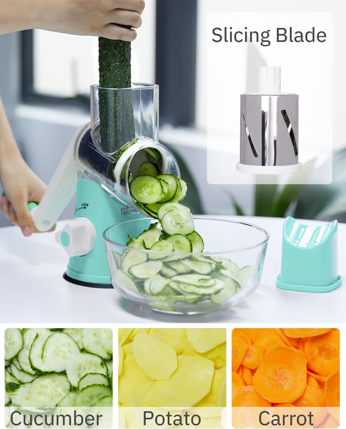 Multifunctional Table Top Drum Grater Vegetable Slicer and Cutter