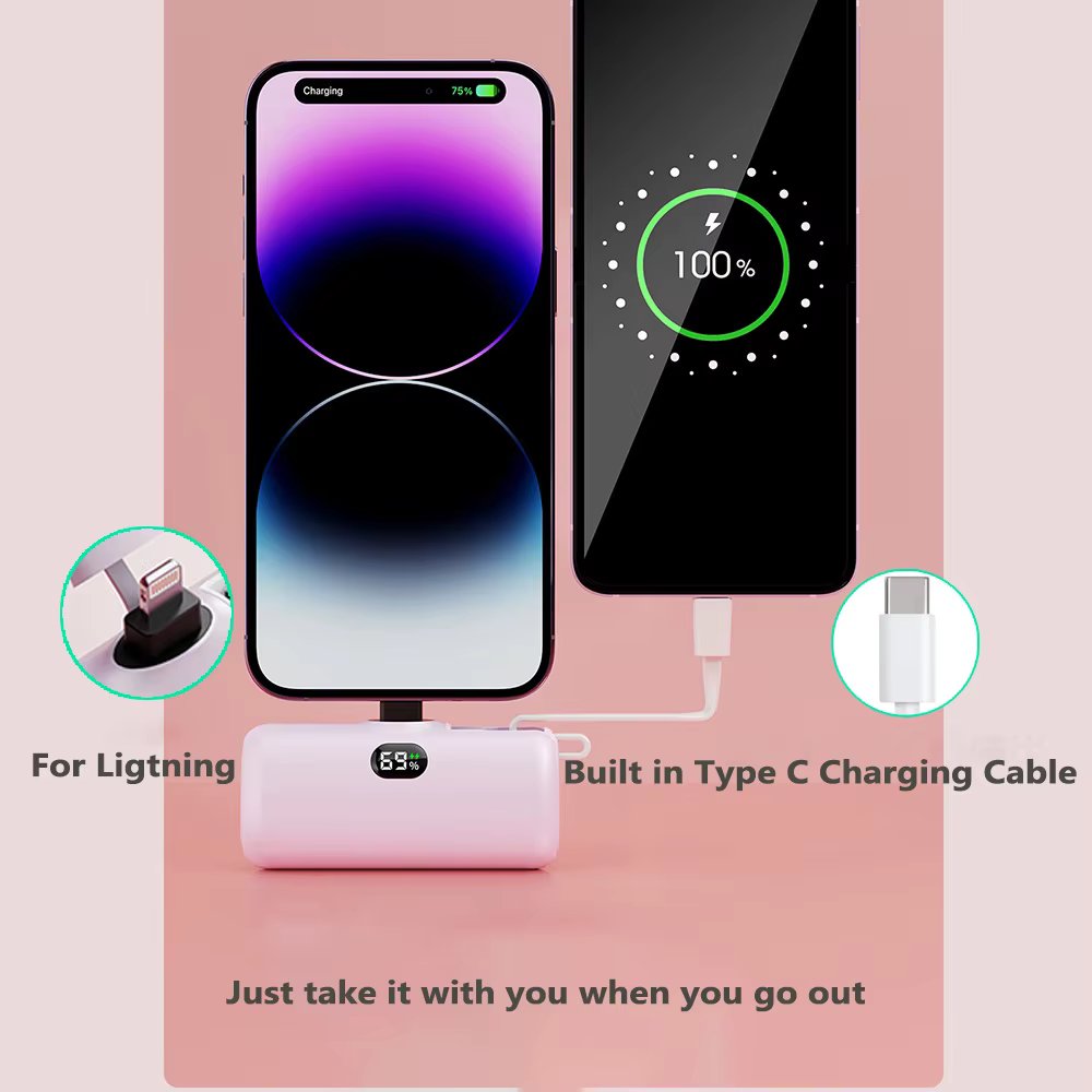 2 in 1 Powerful Mini Ever Ready Power Bank for iPhone and USB-C Port