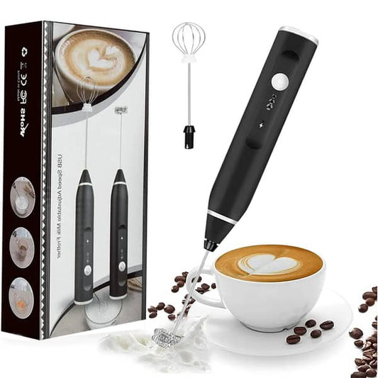 USB Rechargeable 2in1 Electric Coffee Beater Egg Beater Milk Foam Frother