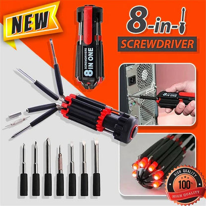Multifunction Screwdriver Set with Built-in LED Torch - 8 Tools in 1