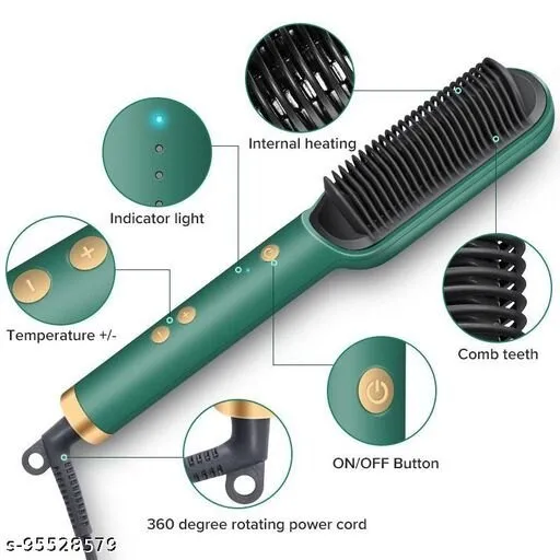 Electric Hair Brush Straightener Hair Comb Straightener For Girls Women Men Beard Straightener Comb Hair Curler Brush 2 in 1 Electric Hair Dryer