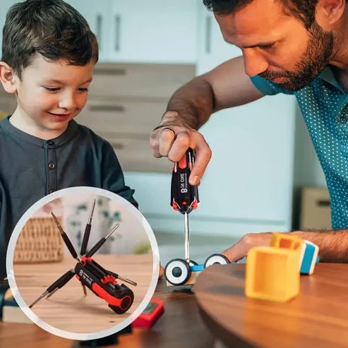 Multifunction Screwdriver Set with Built-in LED Torch - 8 Tools in 1