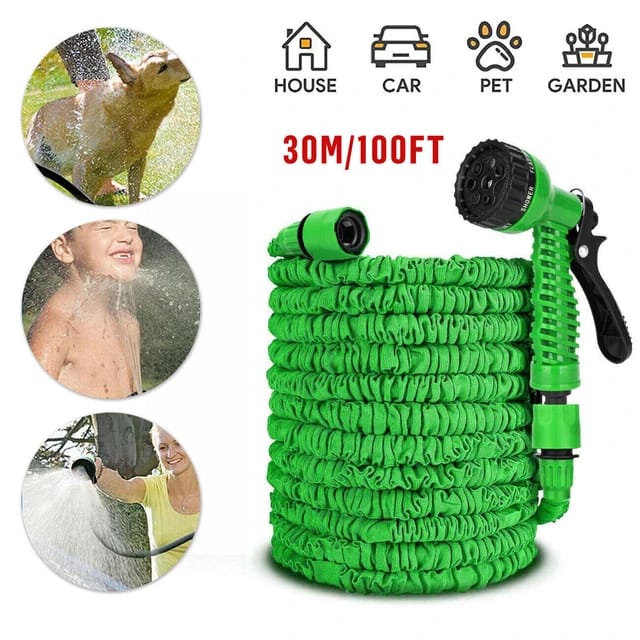 Magic Hose Water Spray Gun 100ft Flexible Pipe Best for Car Bike Wash and Gardening Tool